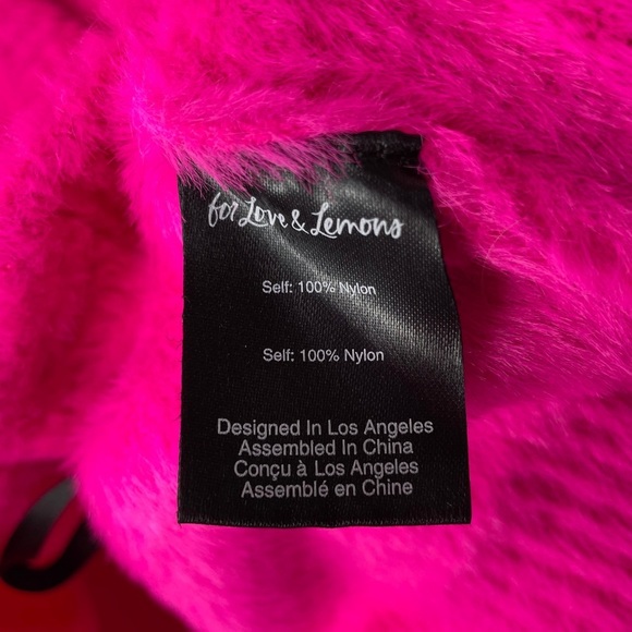For Love & Lemons Chateau Short Sleeve Cardigan Size Small Hot Pink Fuzzy - Picture 7 of 10